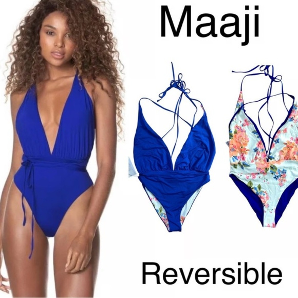 Maaji Blue Floral One Piece Swimsuit NWT
